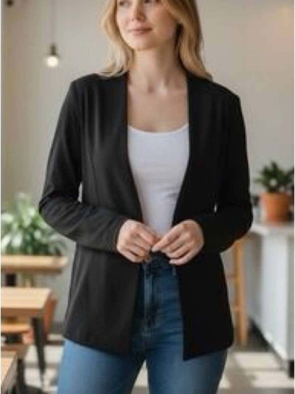 Olivia Grey Open Front Blazer Jacket